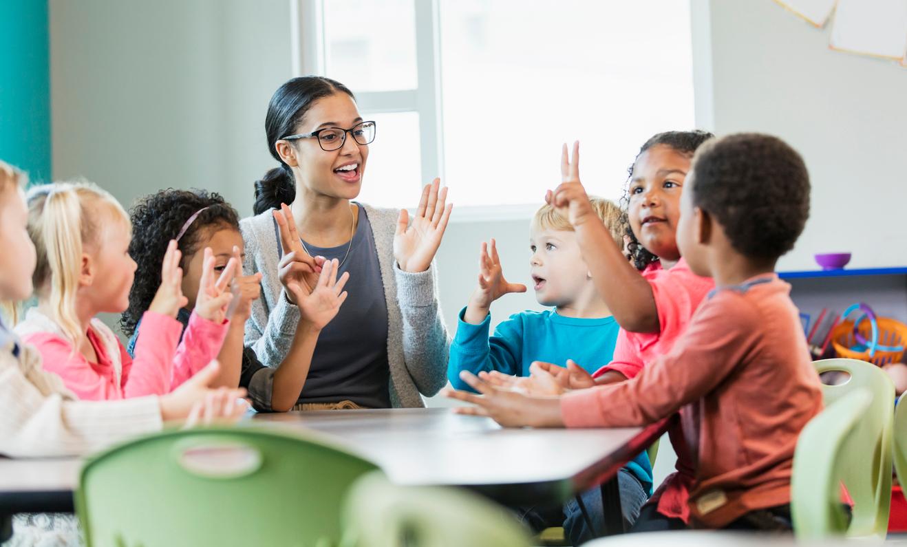 preschool children with teacher